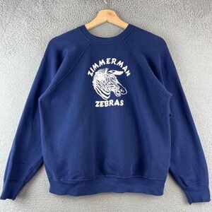 Vintage 80s Zimmerman Zebras Navy Blue Raglan Crewneck Sweatshirt Small
